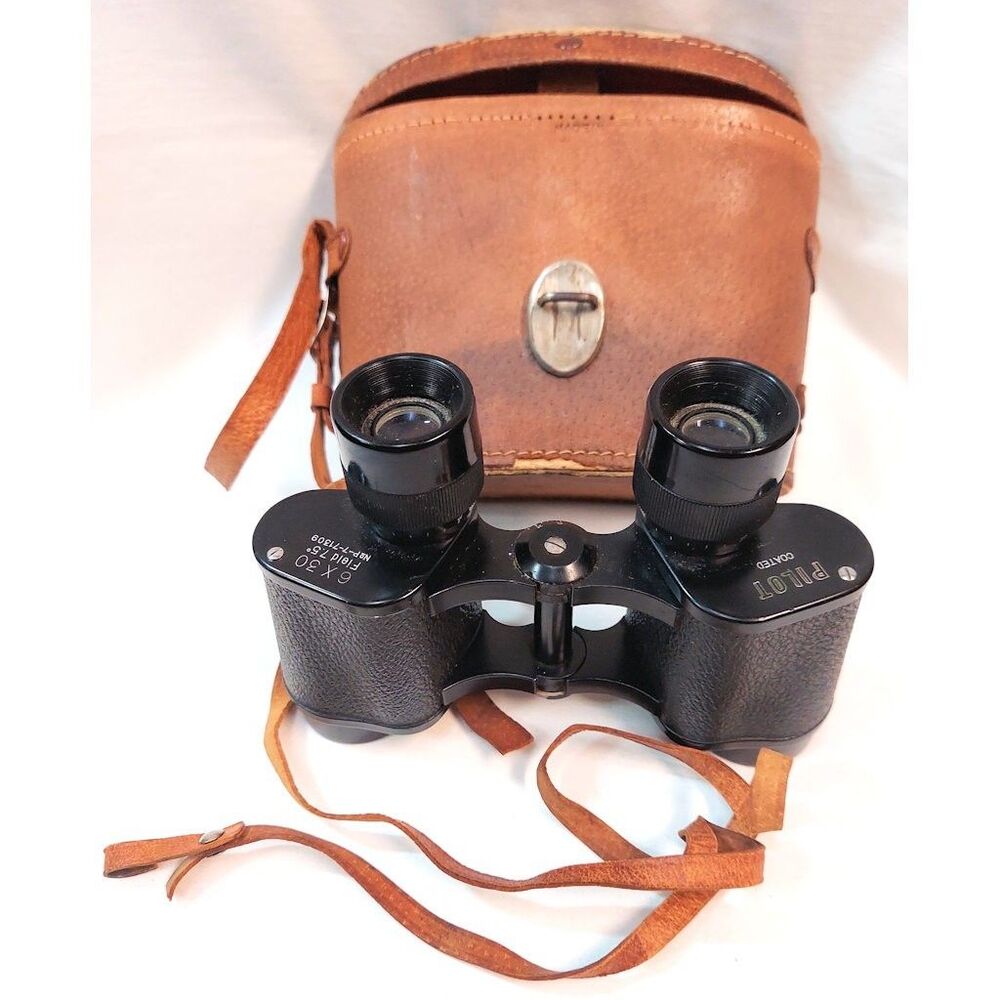 Pilot Binoculars vintage 6x30 field 7.5 deg. P-7-71309 w/ Case *READ